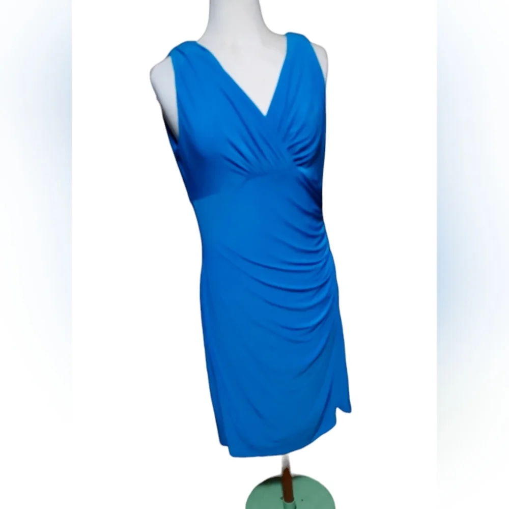 Lauren Ralph Lauren Midi Dress 14 Blue Tank Bodycon Fit Pencil Polyester… - Picture 5 of 5